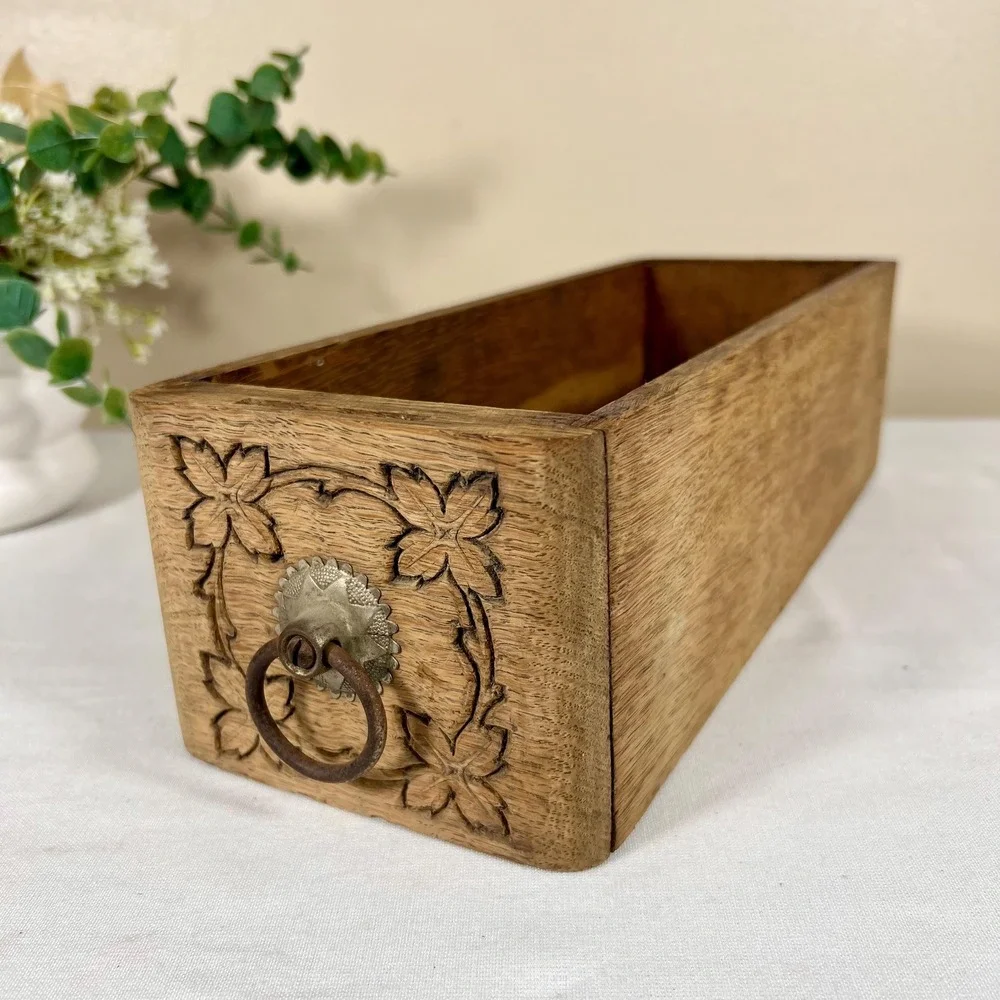 Old Antique Wooden Sewing Machine Drawer | Trinket Box | Recipe Box